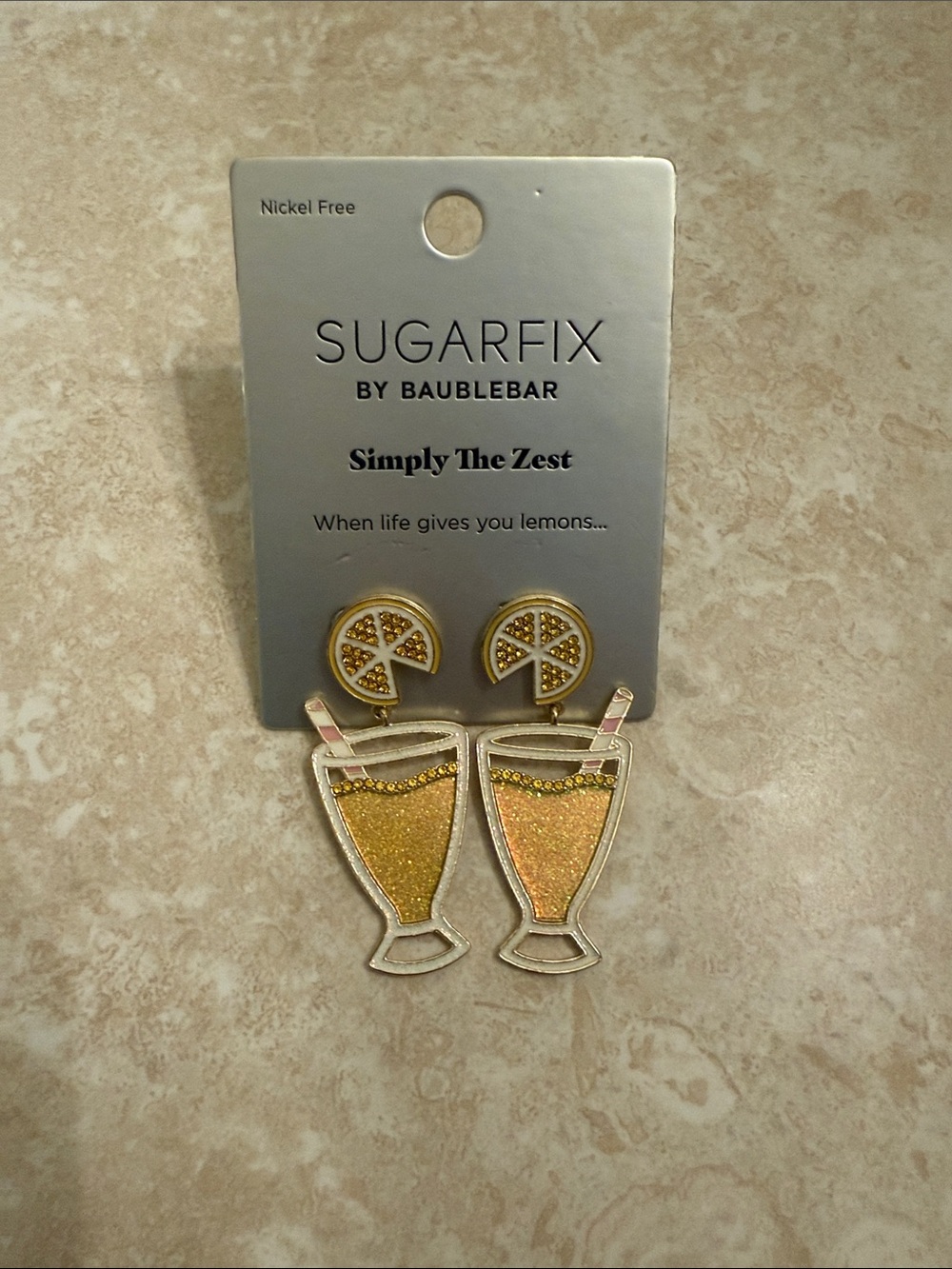 BaubleBar Gold Glitter Lemonade Drop Earrings